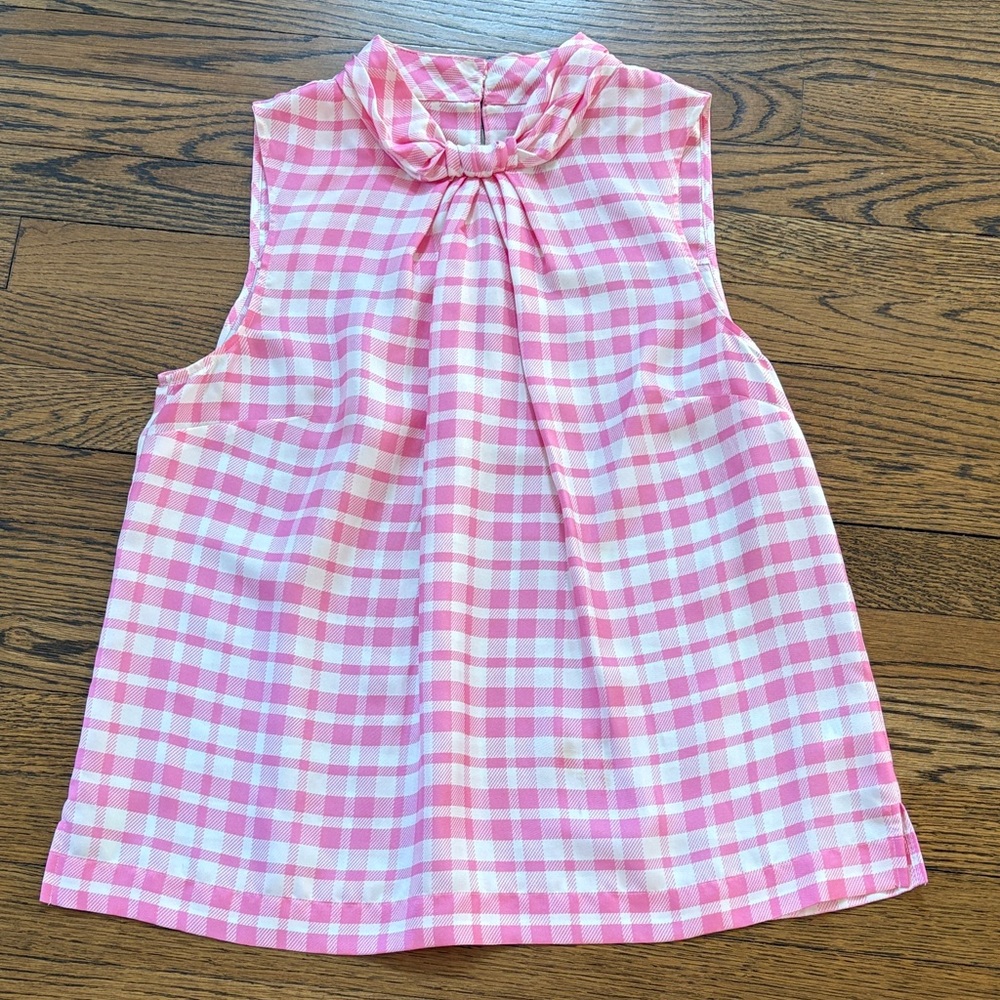 J. Crew Reimagined 100% silk Pink and White Gingham Sleeveless top, M